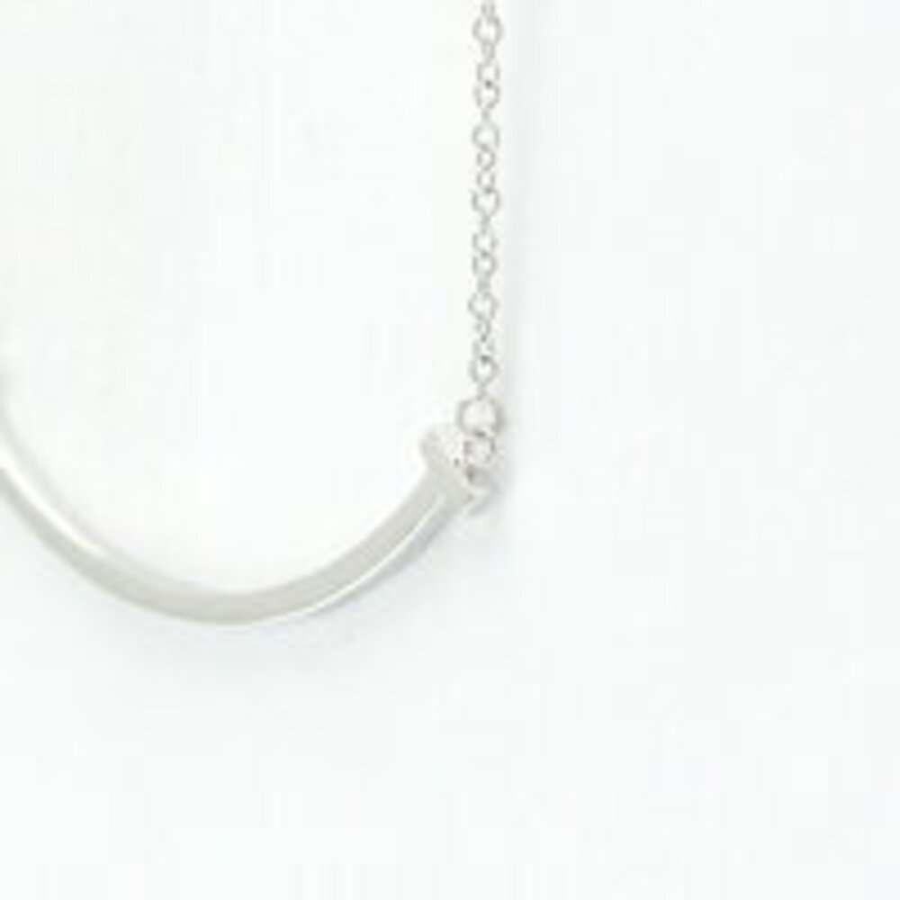 Tiffany T Smile Necklace Silver White Gold Pendant